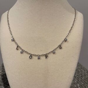 NWOT Nadri Shaky Love Station Necklace, Rhodium Plated, 16" + 2” Extender